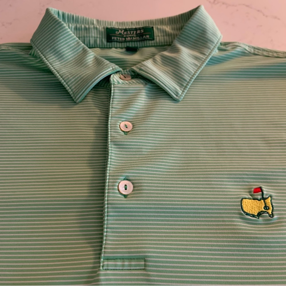 Masters Green and White Striped Polo by Peter Millar